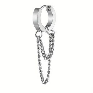 Stainless steel edgy hoop chain earrings